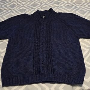Cozy Midnight Blue Women's Turtleneck Sweater